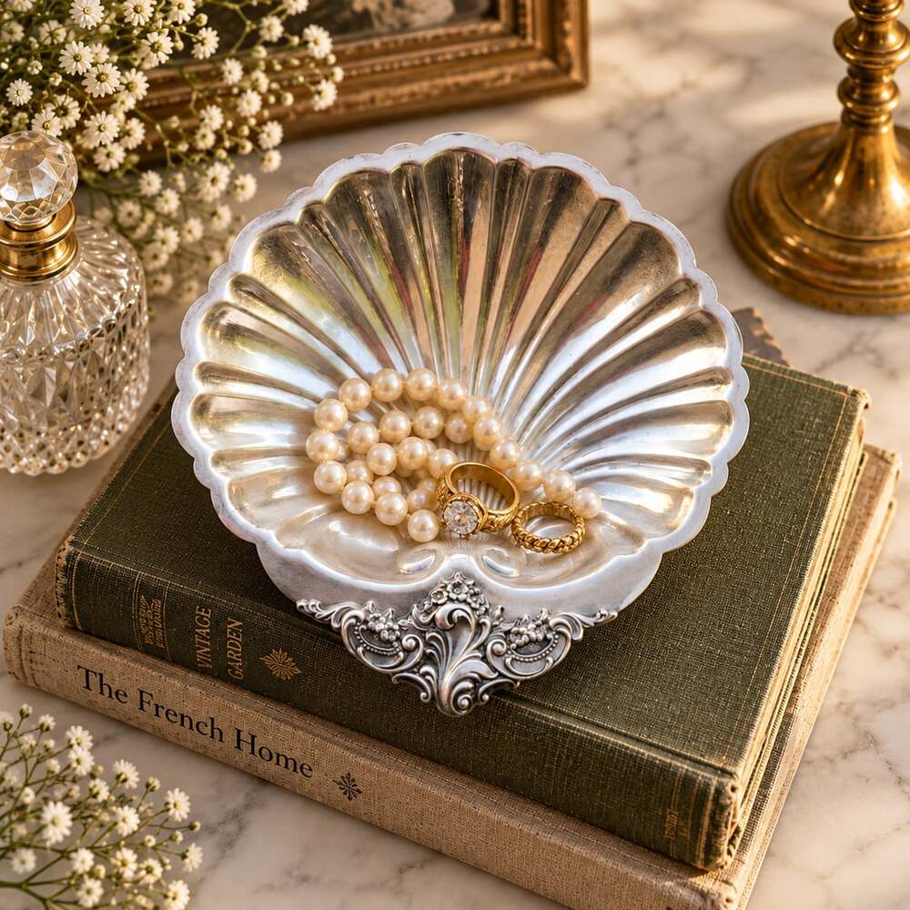 Wallace Baroque Silverplate Sea Shell Footed Candy Dish 278